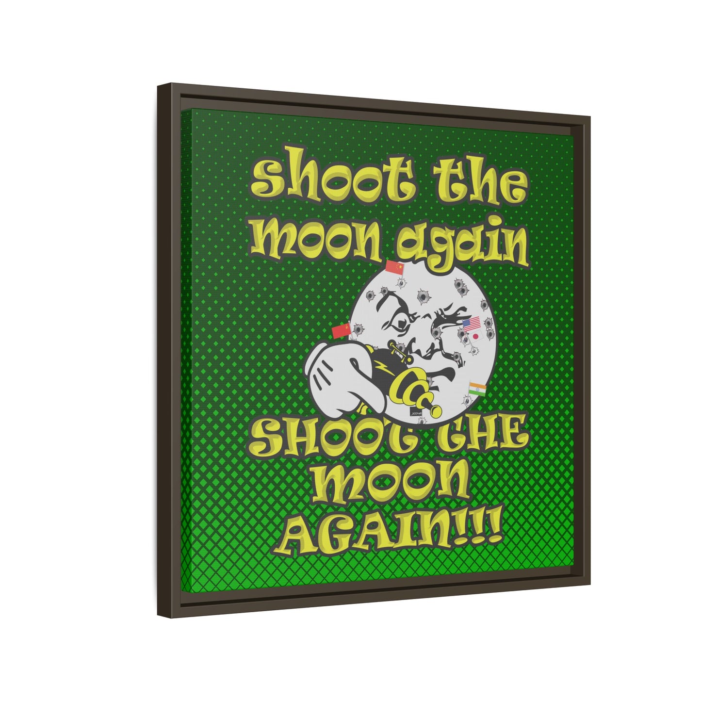 shoot the moon again - framed canvas art (logo green)