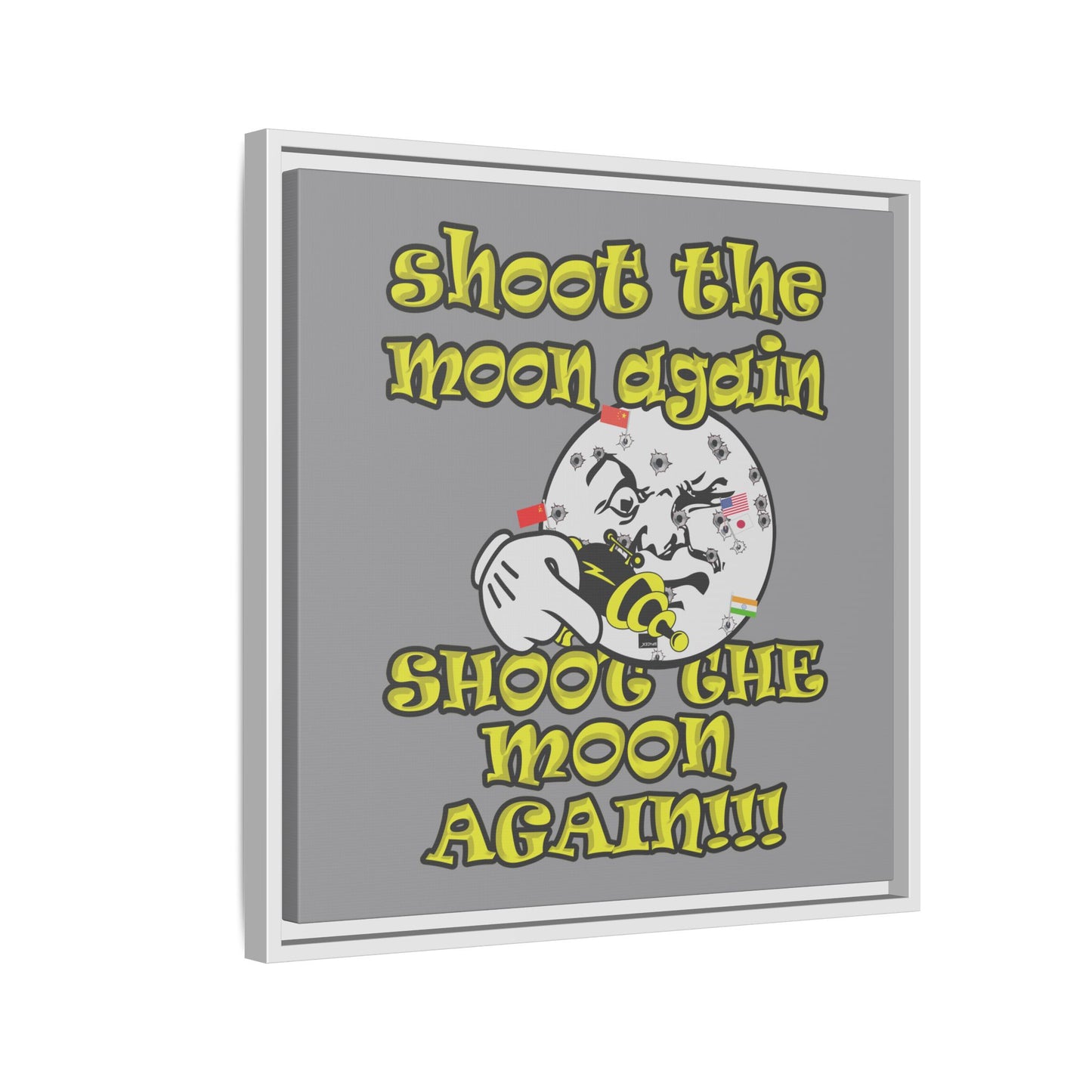 shoot the moon again - framed canvas art (grey)