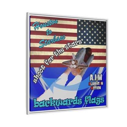 shoot for the stars - framed canvas art (blue-white wave)