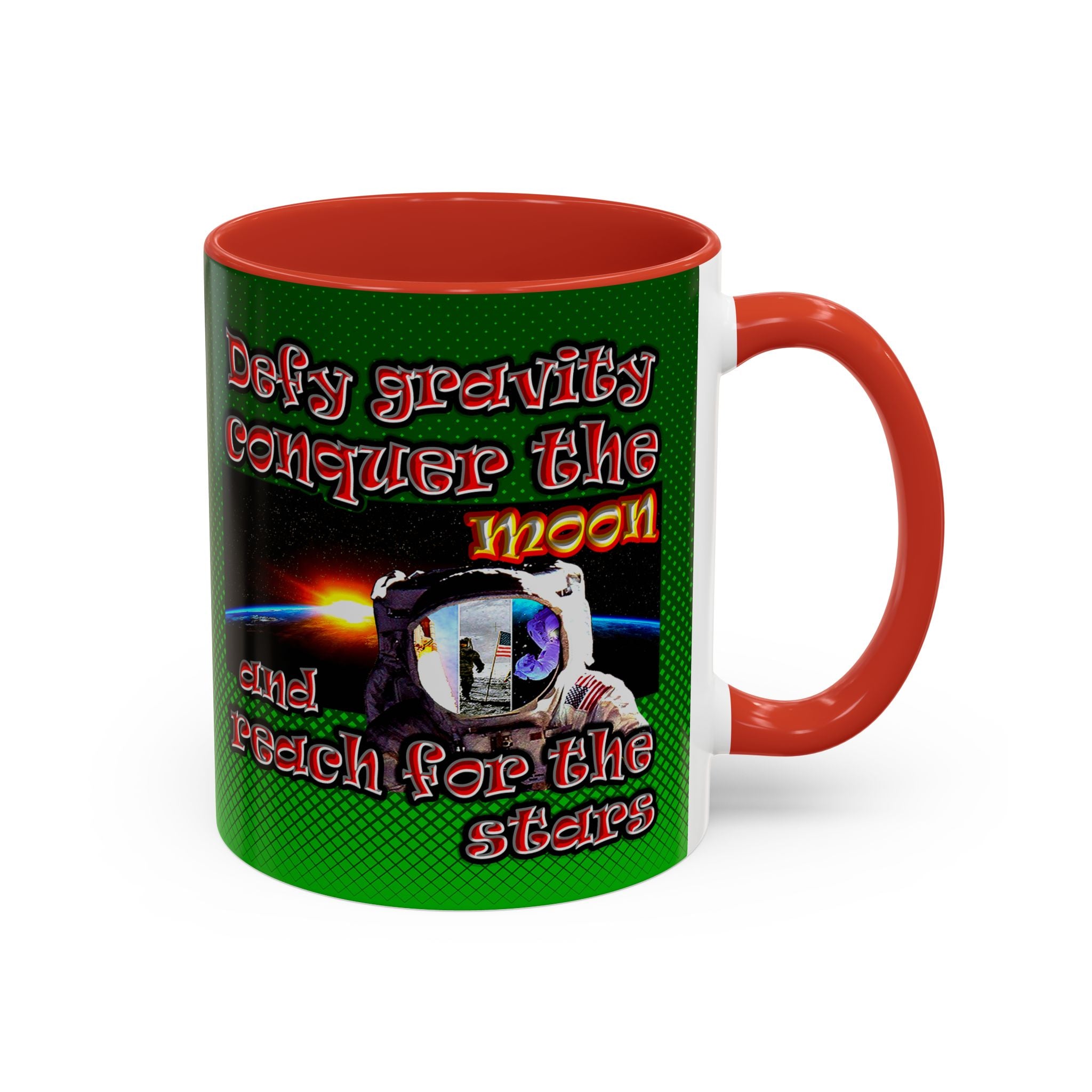 defy conquer reach - Accent Mug (logo green)