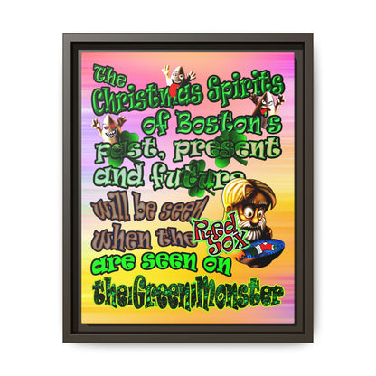 christmas spirits of boston - framed canvas art (color blur)