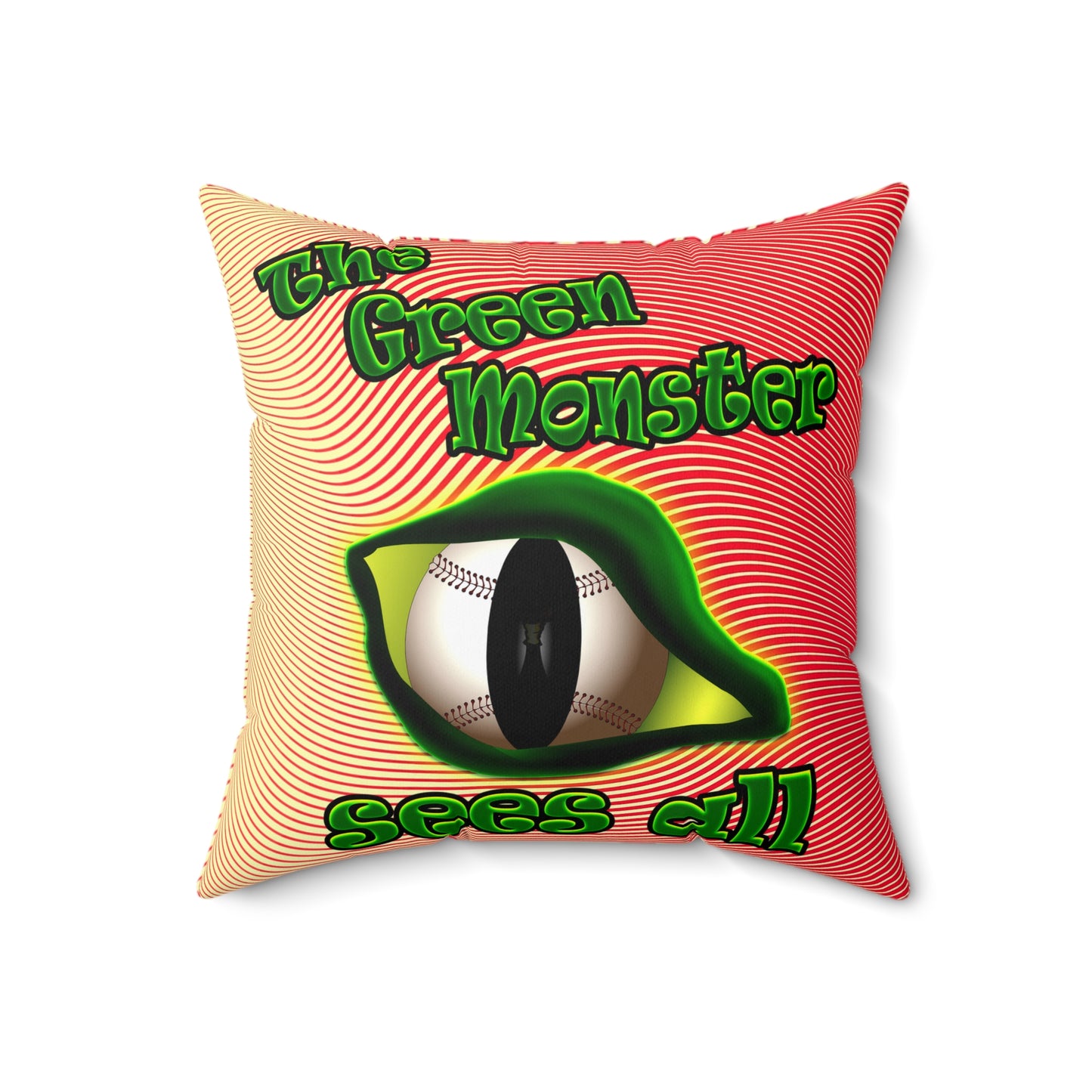green monster - Spun Polyester Square Pillow - (yellow-orange wave)