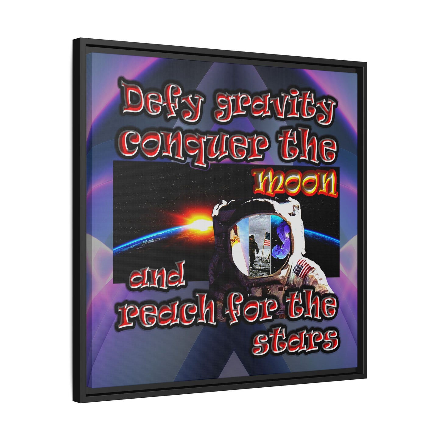 defy conquer reach - framed canvas art (grey-pink wave)