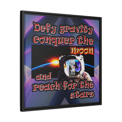 defy conquer reach - framed canvas art (grey-pink wave)