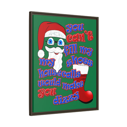 santa's shoes - framed canvas art (dark green)