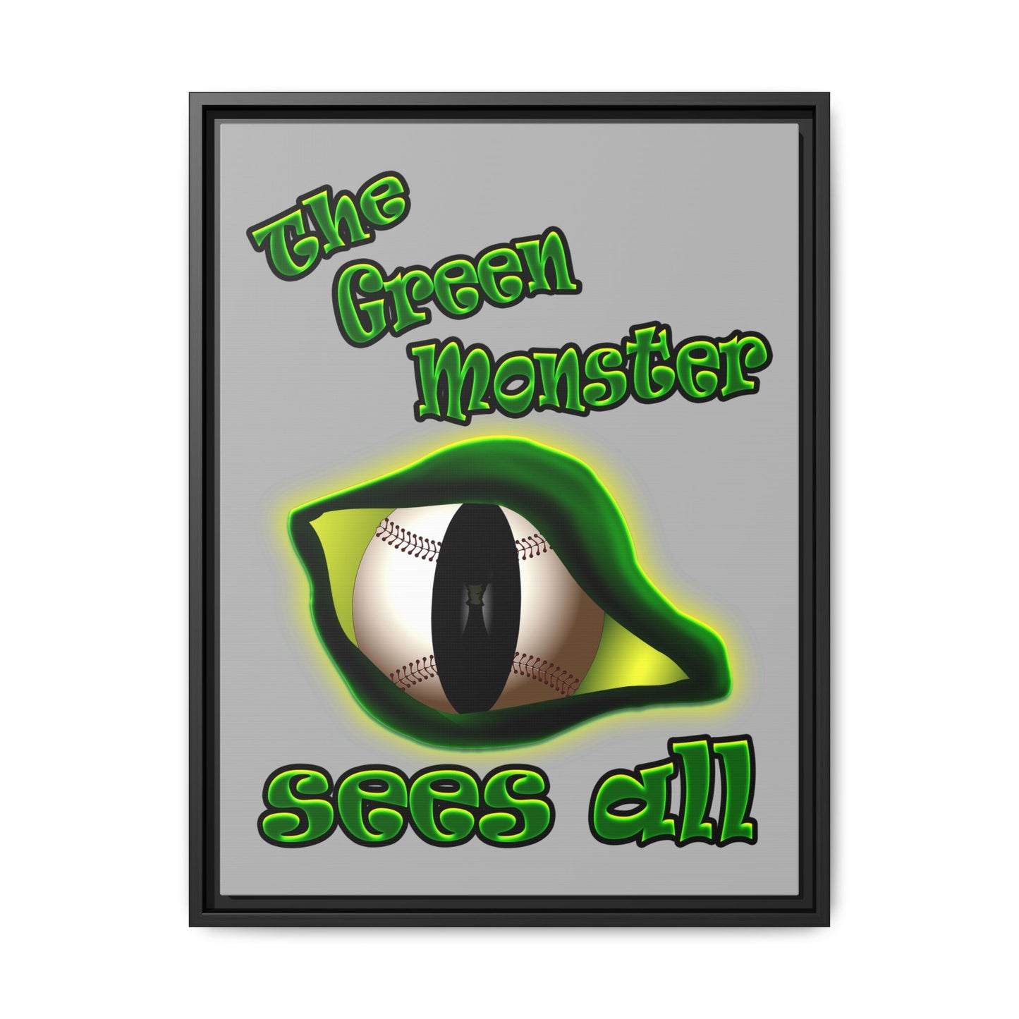 green monster - framed canvas art (light grey)