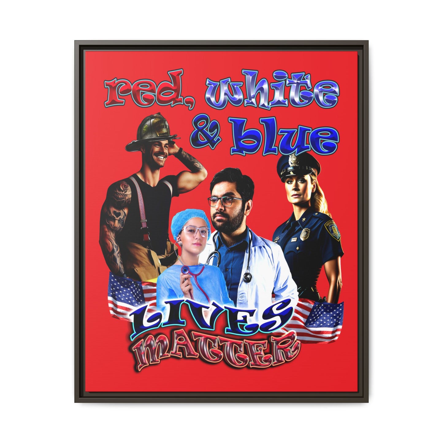 rw&b lives matter - framed canvas art (red)