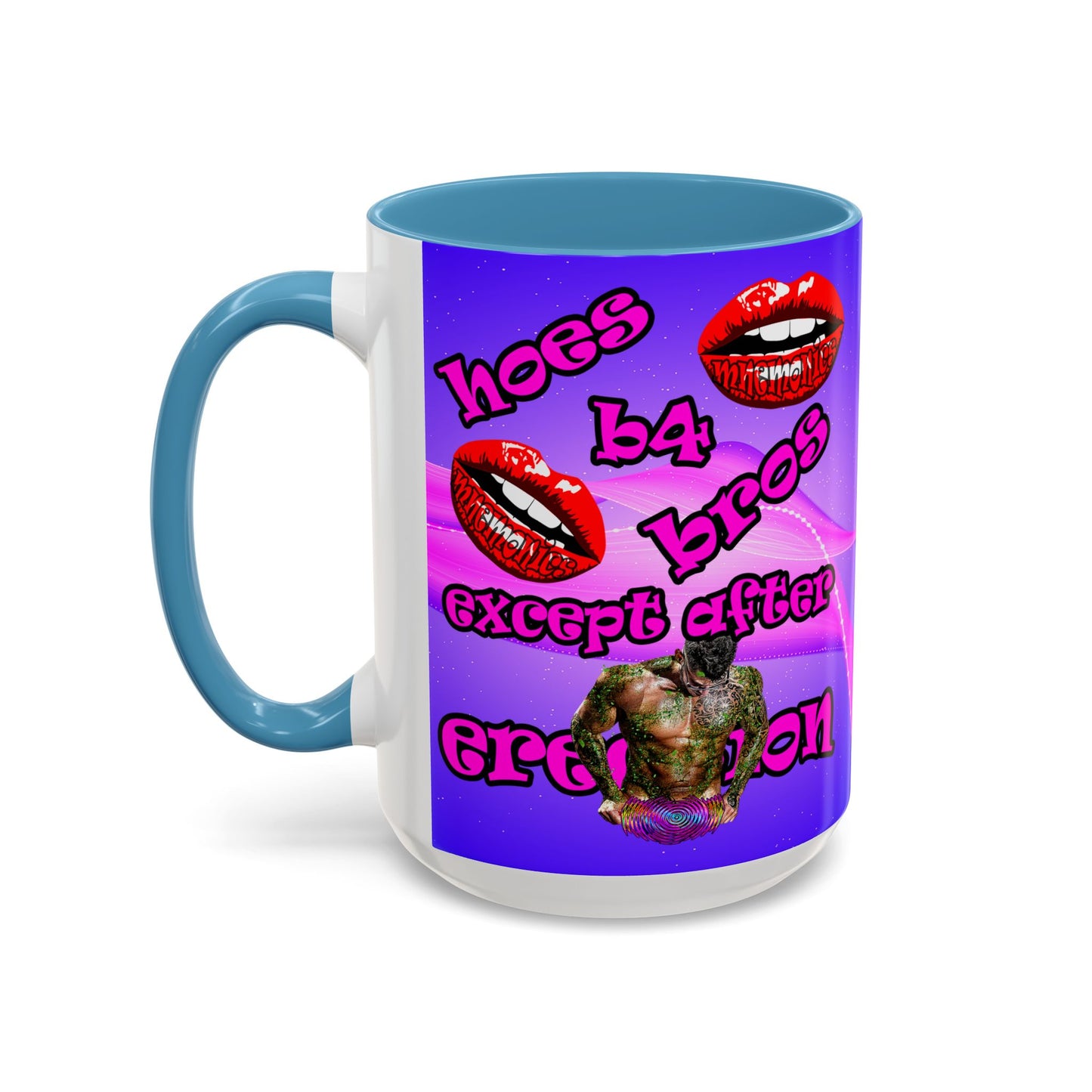 hoes b4 bros - Accent Mug (purple-pink wave)