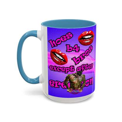 hoes b4 bros - Accent Mug (purple-pink wave)
