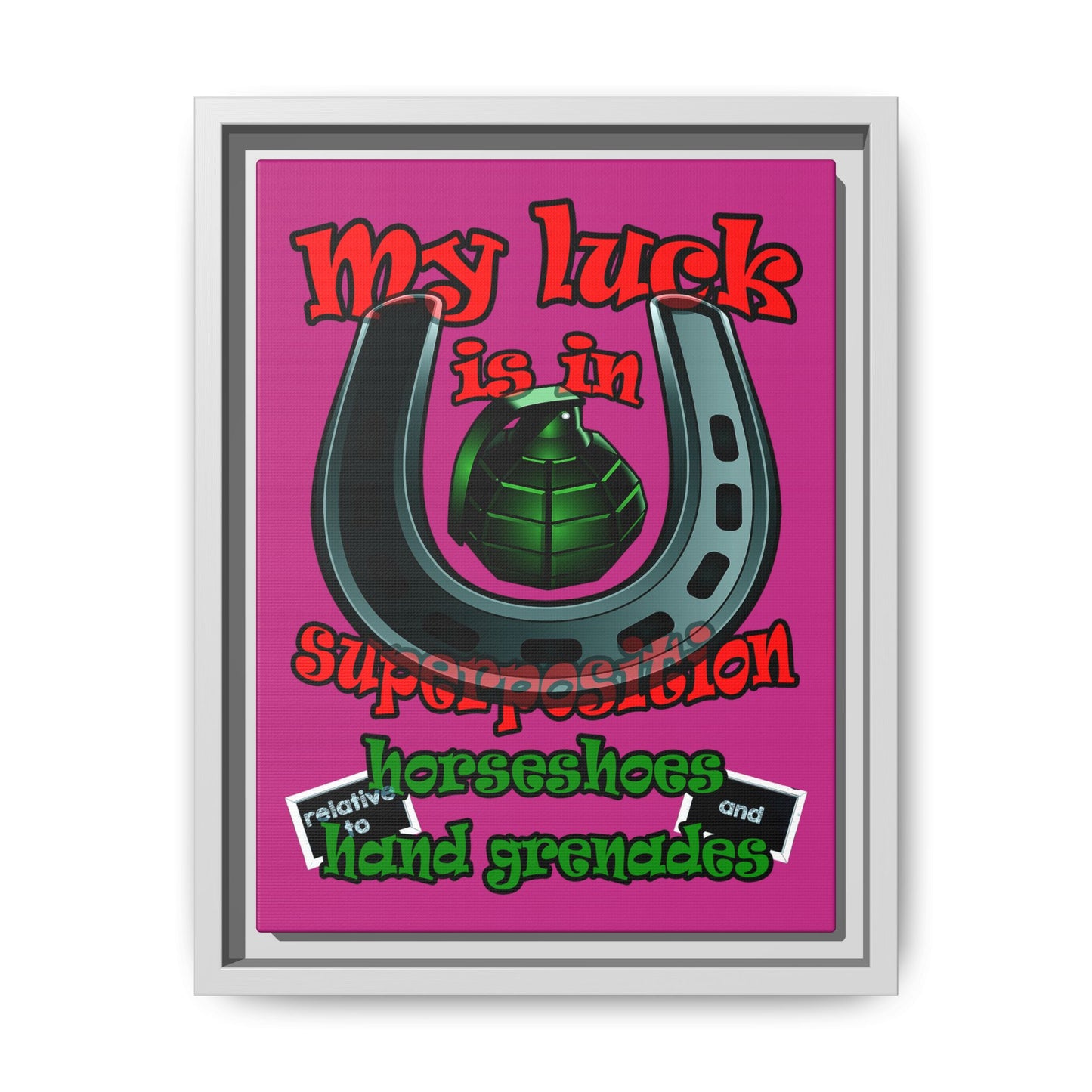 my luck - framed canvas art (pink)