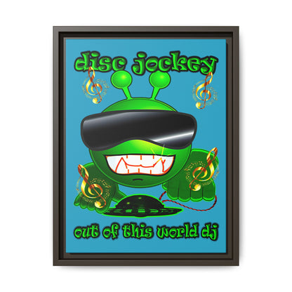 disc jockey - framed canvas art (turquoise)