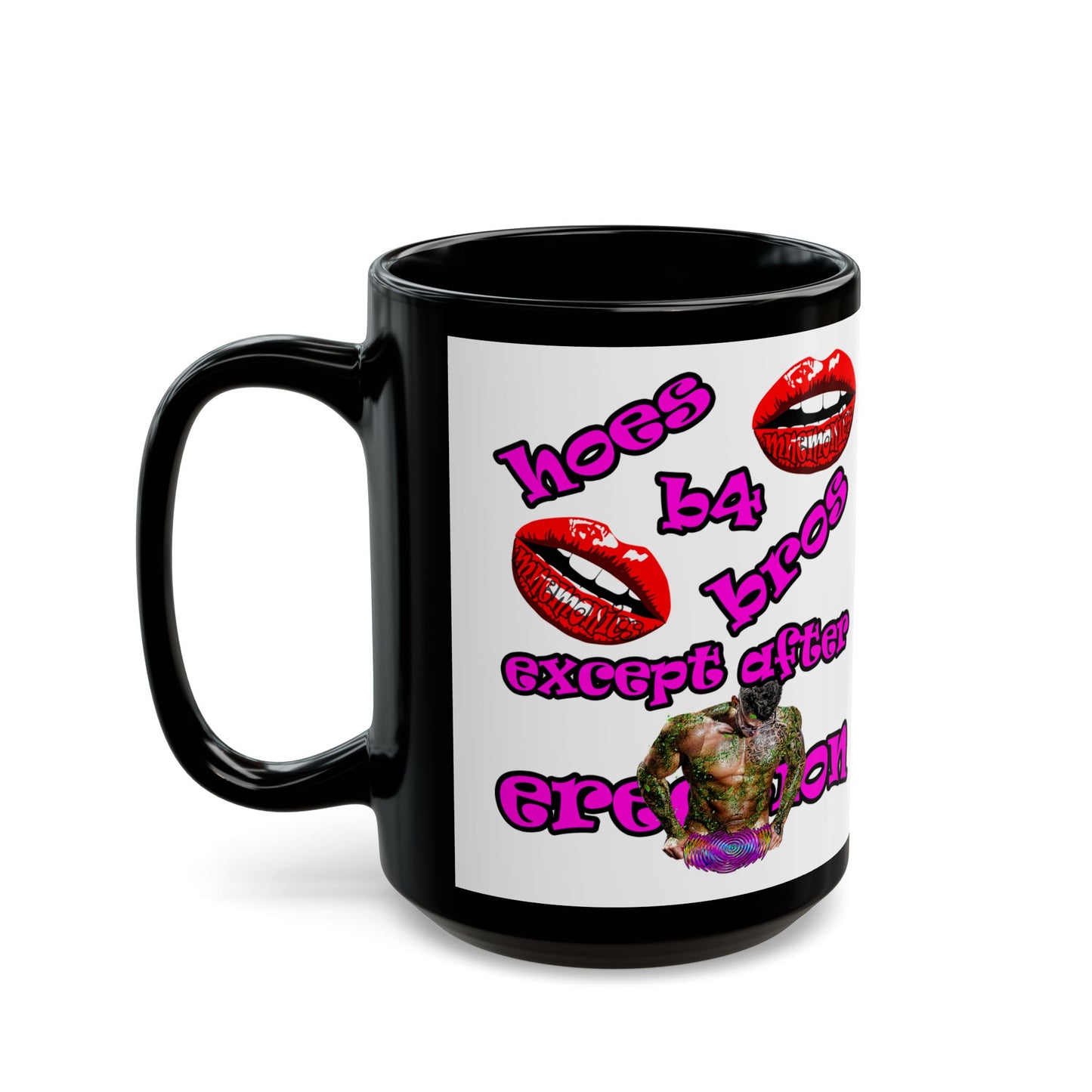 hoes b4 bros - Black Mug (white)