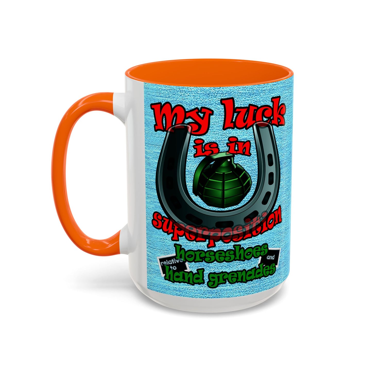my luck - Accent Mug (faded dark blue)