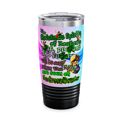 christmas spirits of boston - Ringneck Tumbler, 20oz (light blue-pink wave)