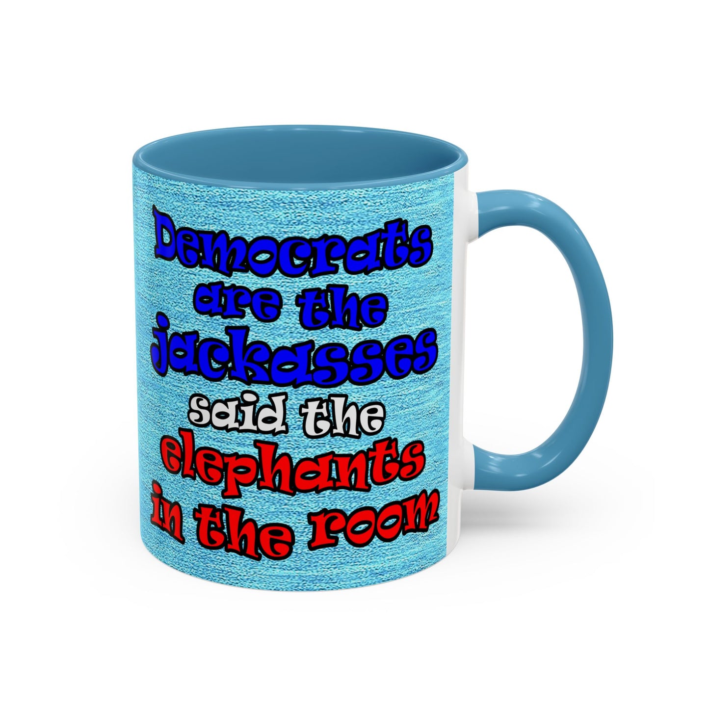 donkeys and elephants - Accent Mug (faded blue)