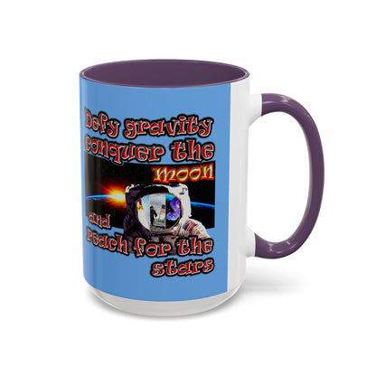 defy conquer reach - Accent Mug (light blue)