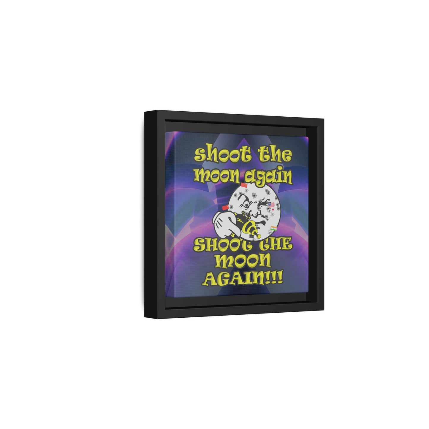 shoot the moon again - framed canvas art (grey-pink wave)