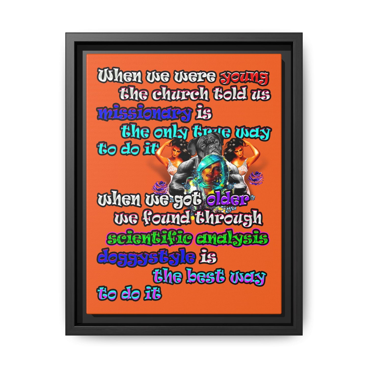 doggystyle - framed canvas art (orange)