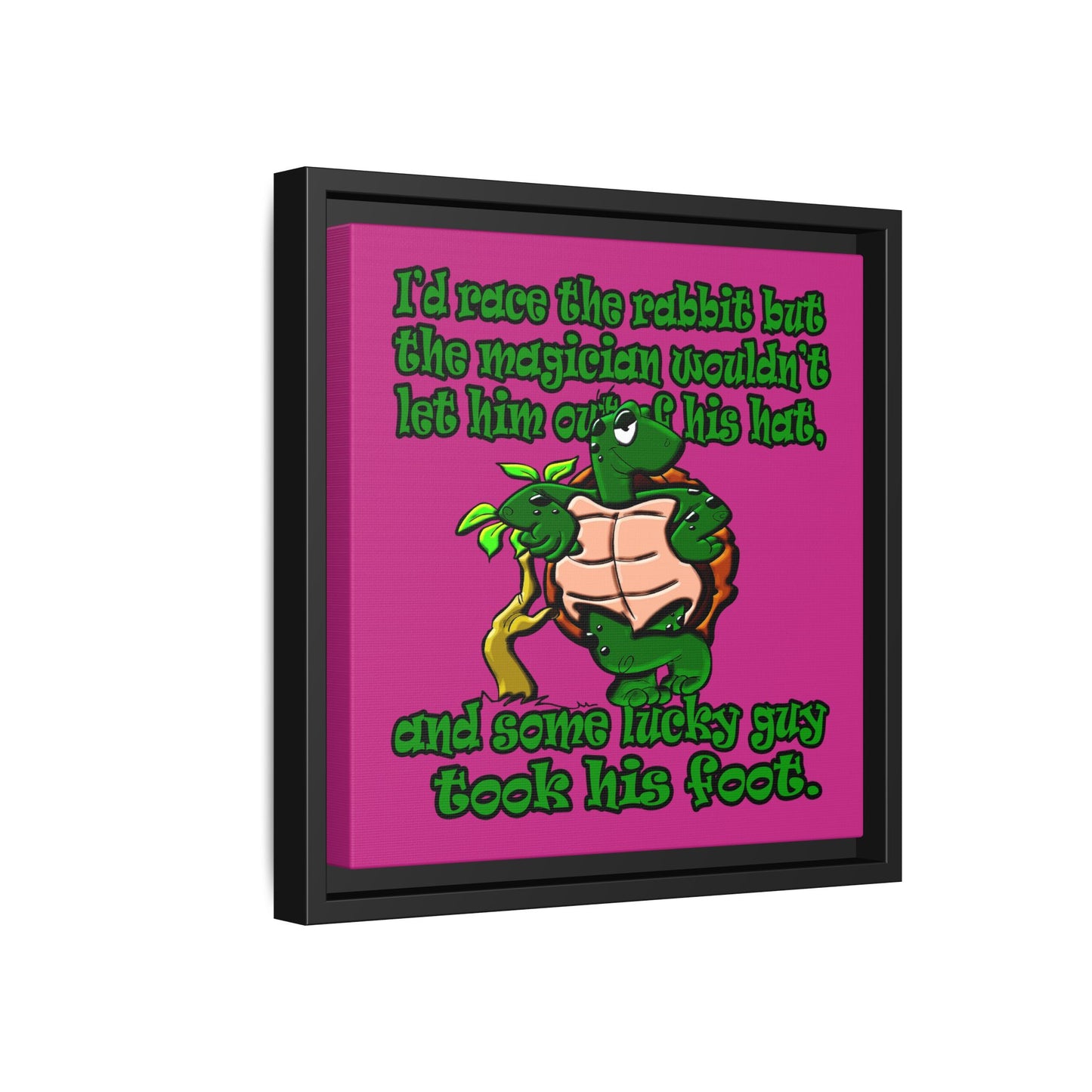 turtle race - framed canvas art (pink)