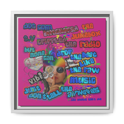 drop the beat - framed canvas art (pink)