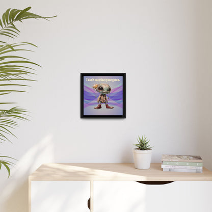 I don't care that your green - framed canvas art (light blue-pink wave)