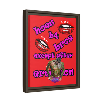 hoes b4 bros - framed canvas art (red)