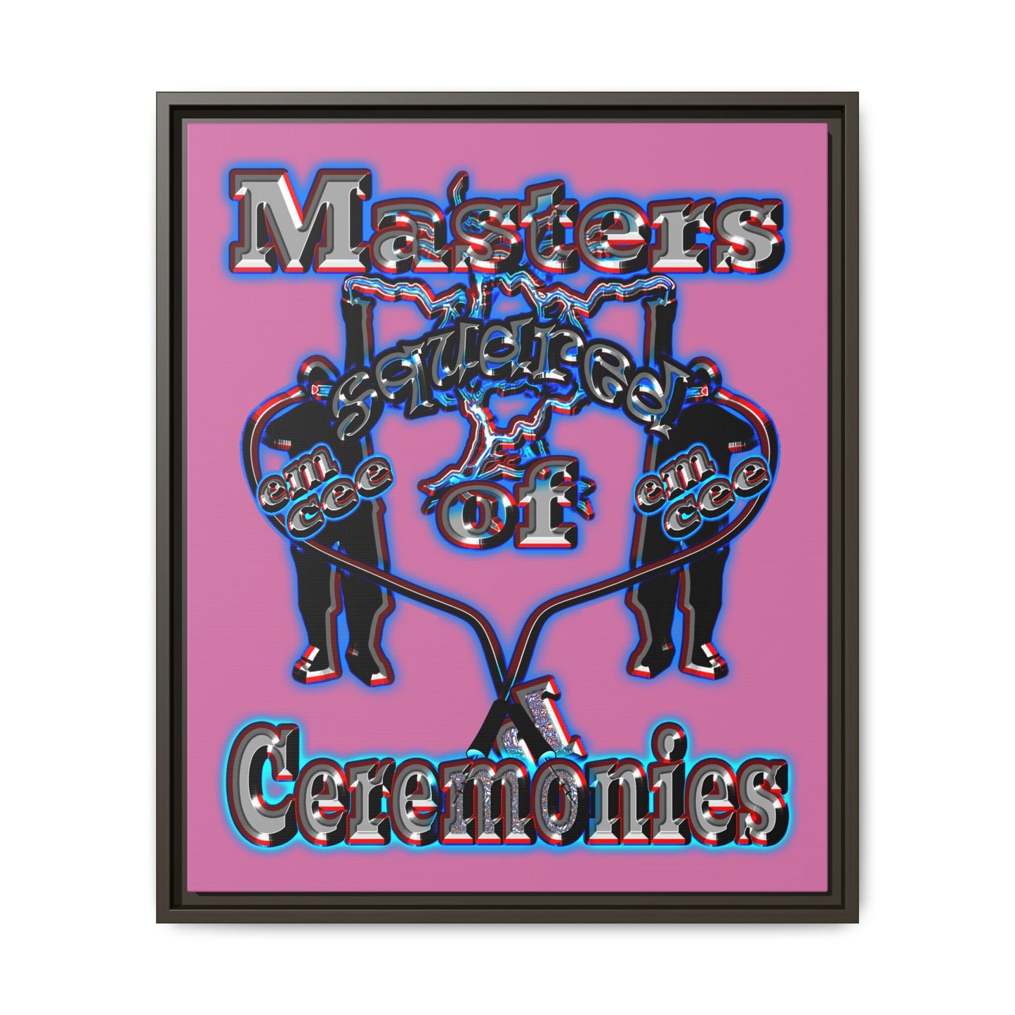 em cee squared - framed canvas art (light pink)