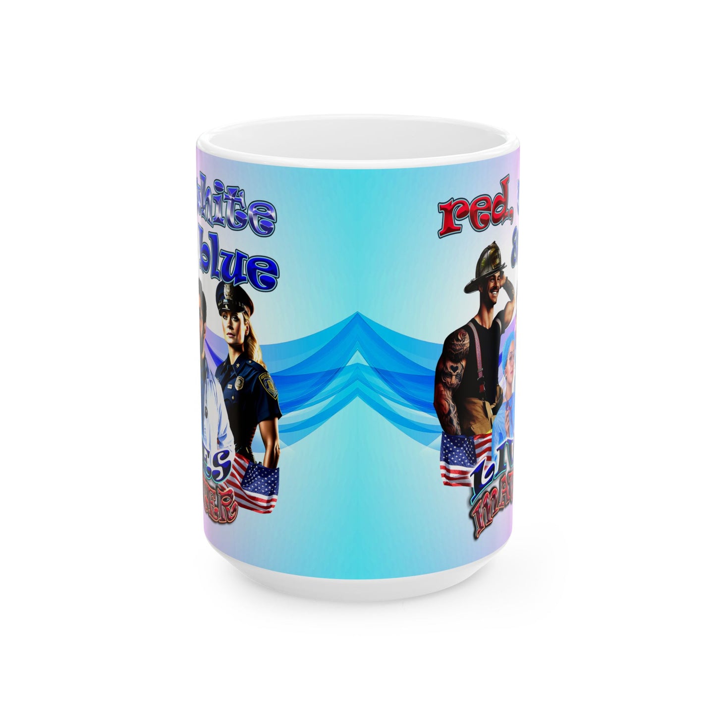 rw&b lives matter - White Mug (light blue-pink wave)