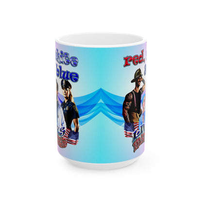 rw&b lives matter - White Mug (light blue-pink wave)