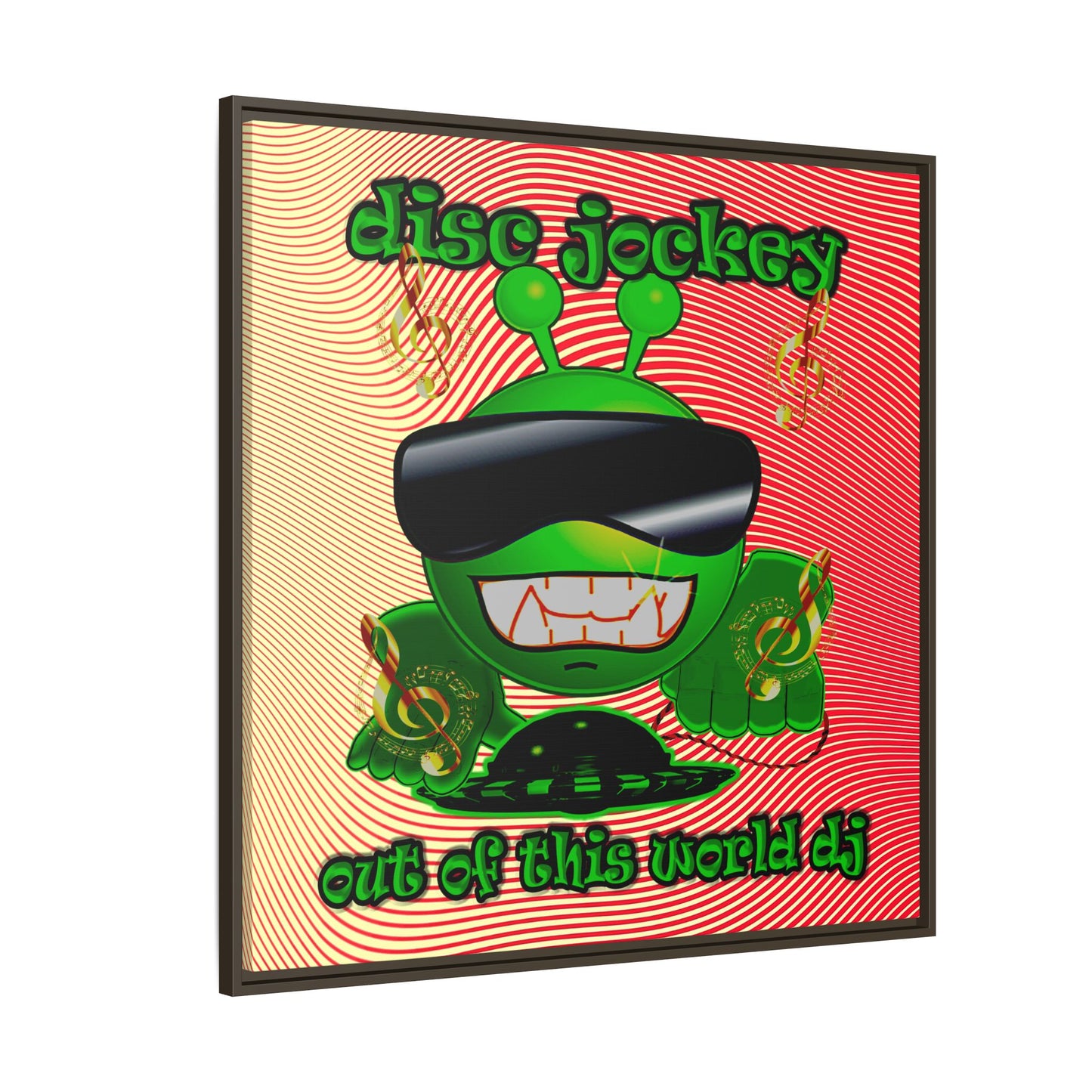 disc jockey - framed canvas art (yellow-orange wave)