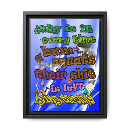 the bum's shit - framed canvas art (blue-white wave)