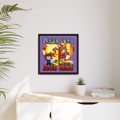 love peace - framed canvas art (light purple)