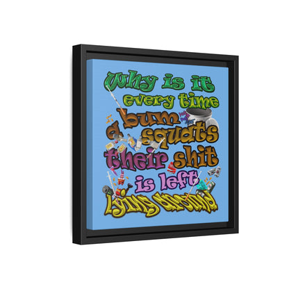 the bum's shit - framed canvas art (light blue)