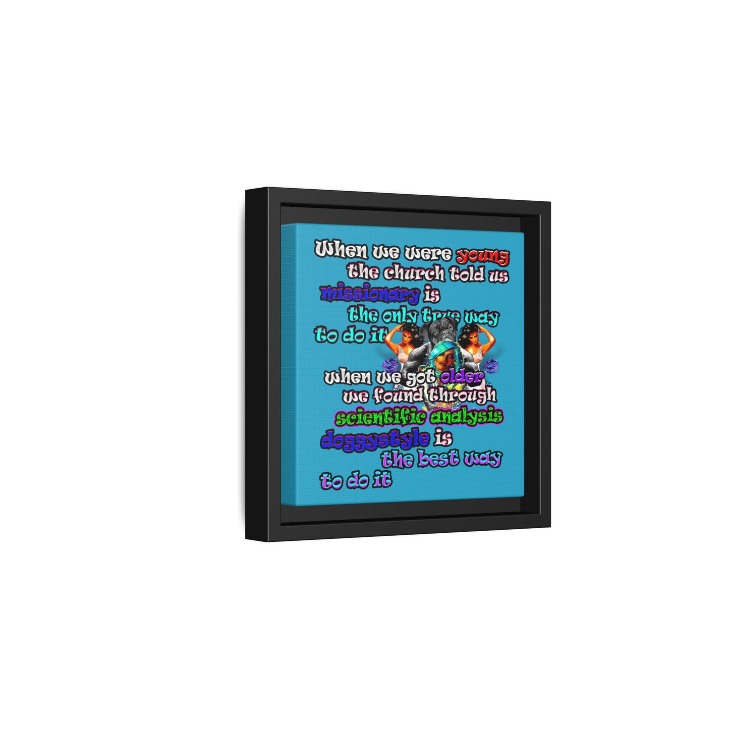 doggystyle - framed canvas art (turquoise)