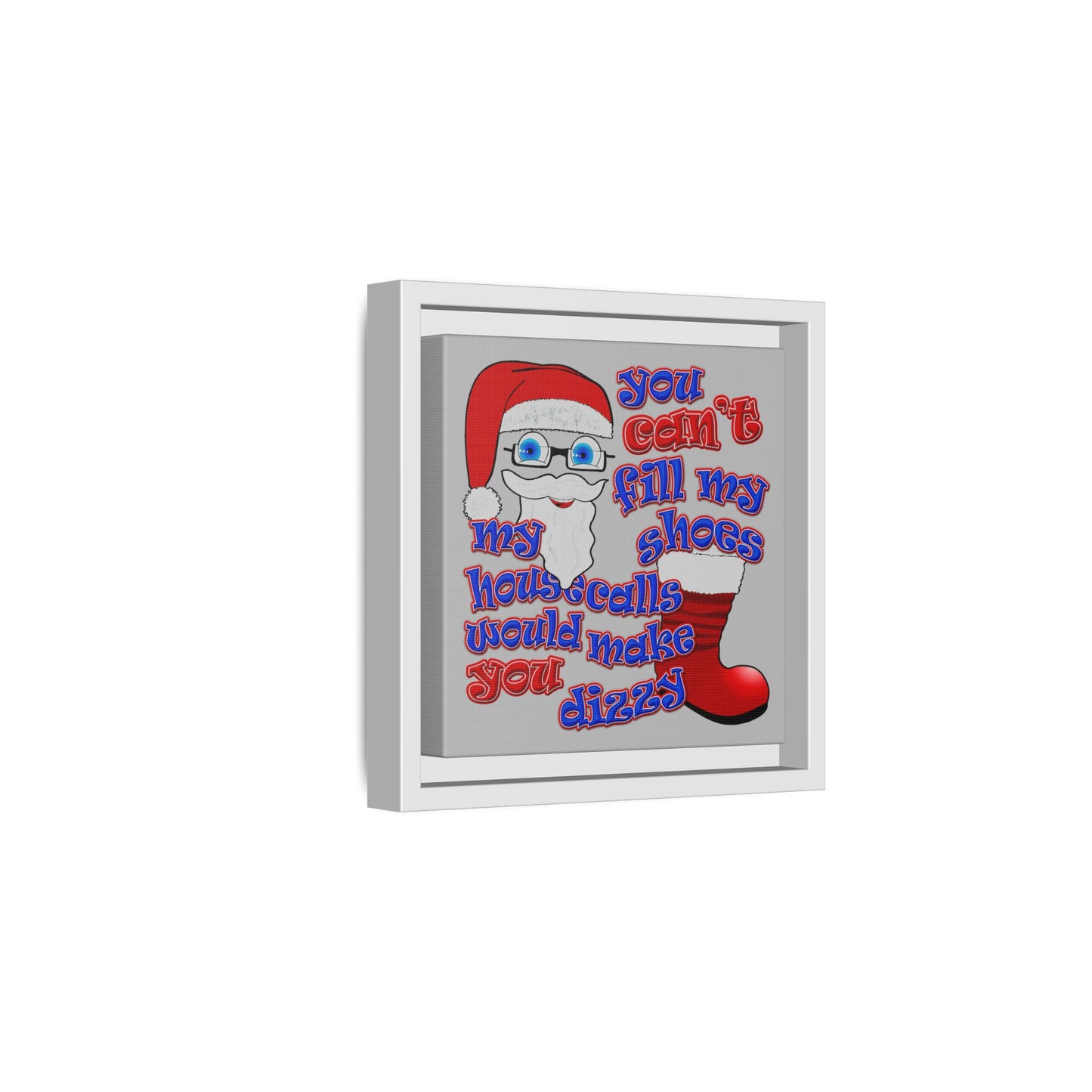 santa's shoes - framed canvas art (light grey)