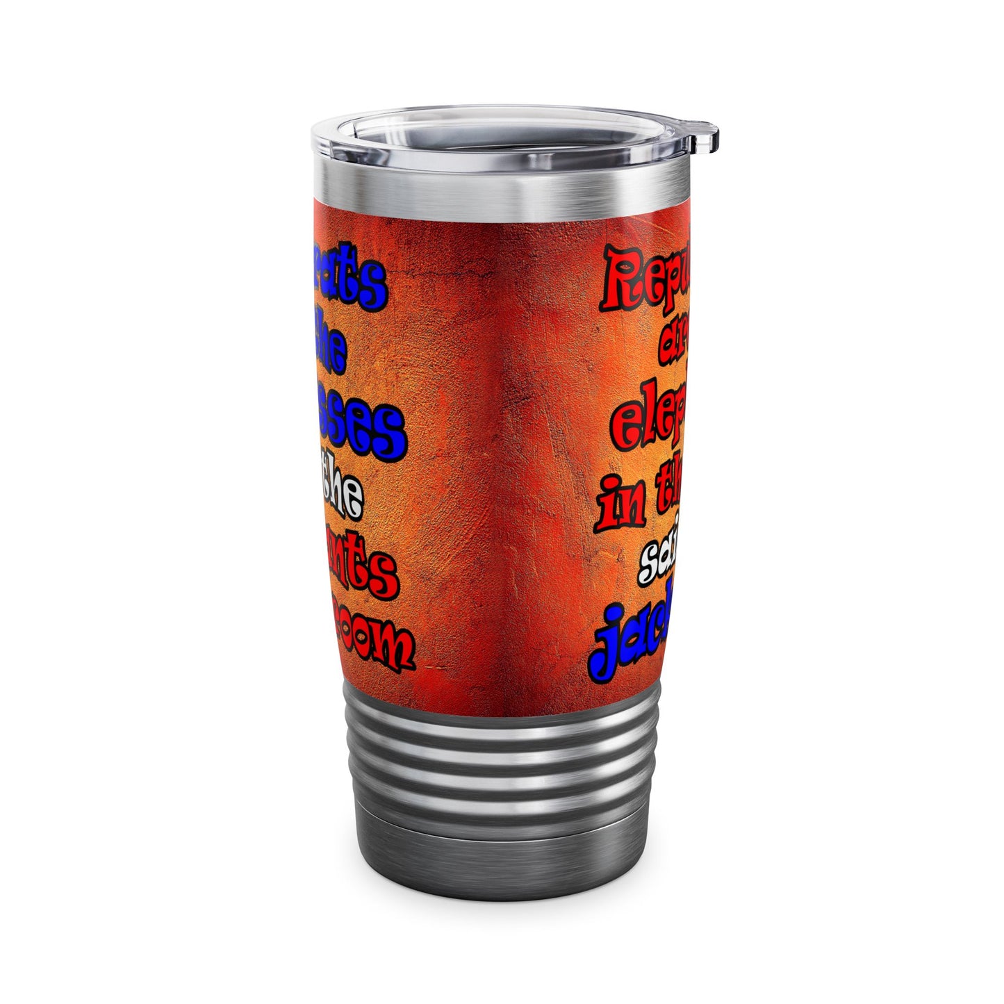 donkeys and elephants - Ringneck Tumbler, 20oz (burnt orange)