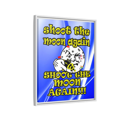 shoot the moon again - framed canvas art (blue-white wave)