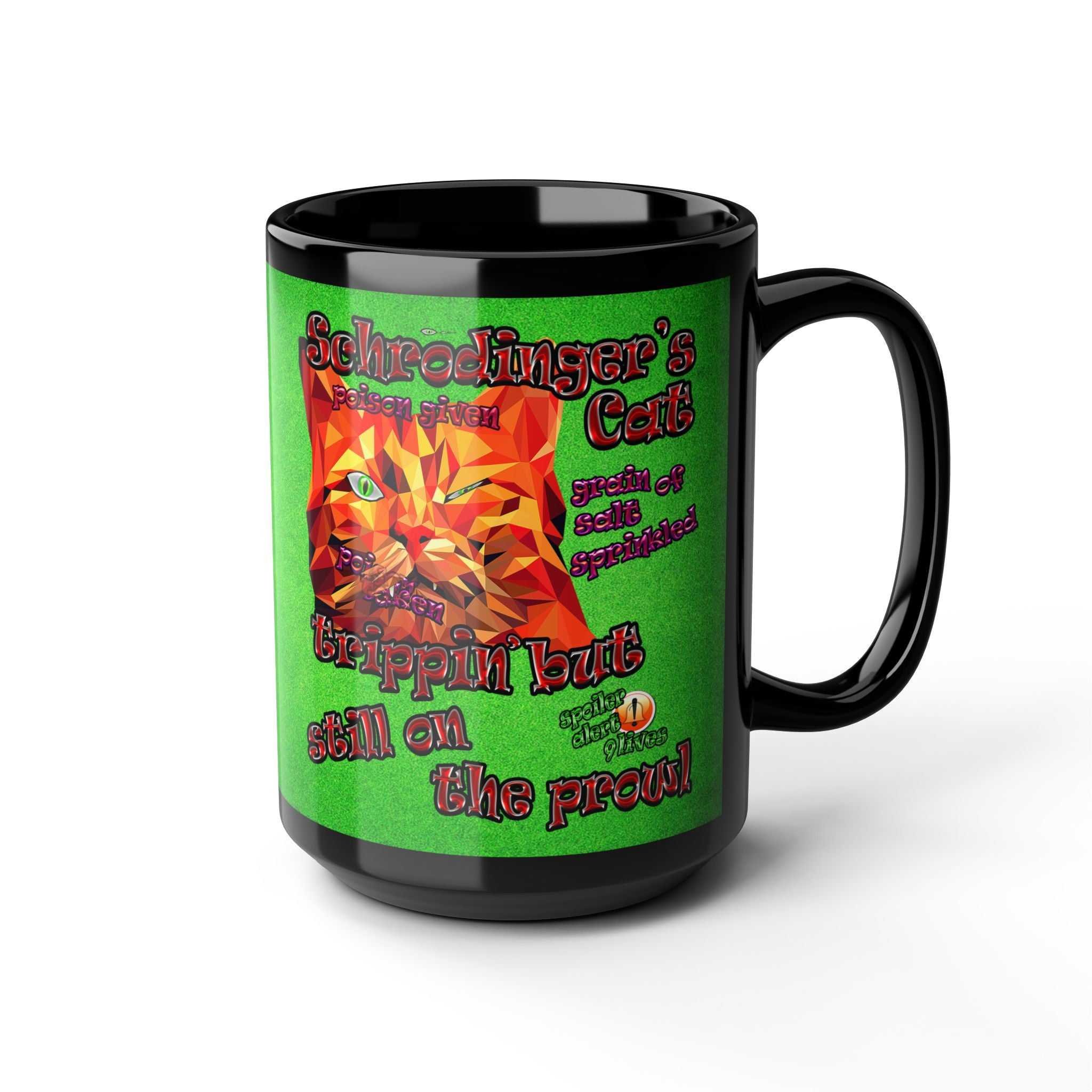 schrodinger's cat - Black Mug (green turf)