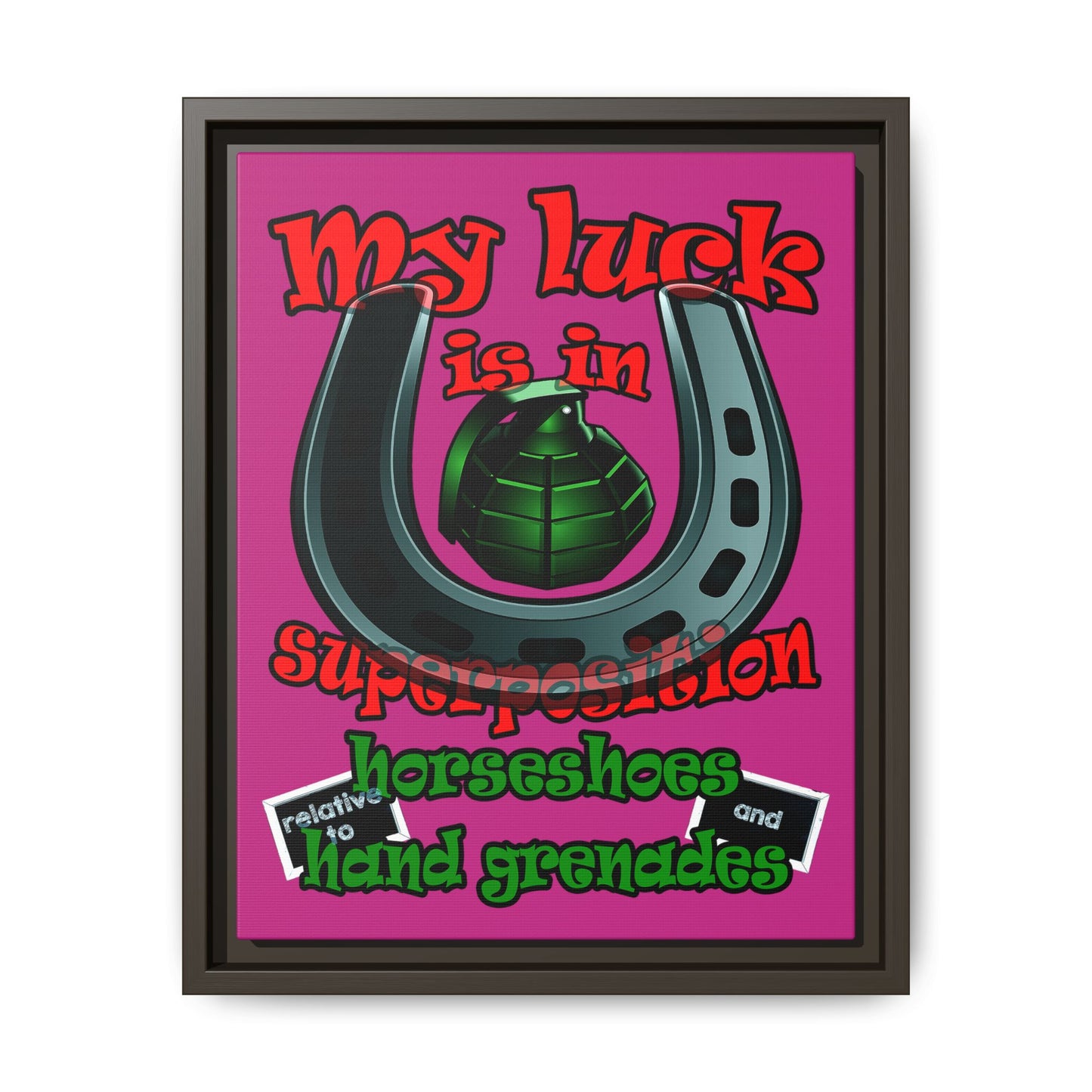my luck - framed canvas art (pink)