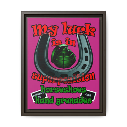 my luck - framed canvas art (pink)