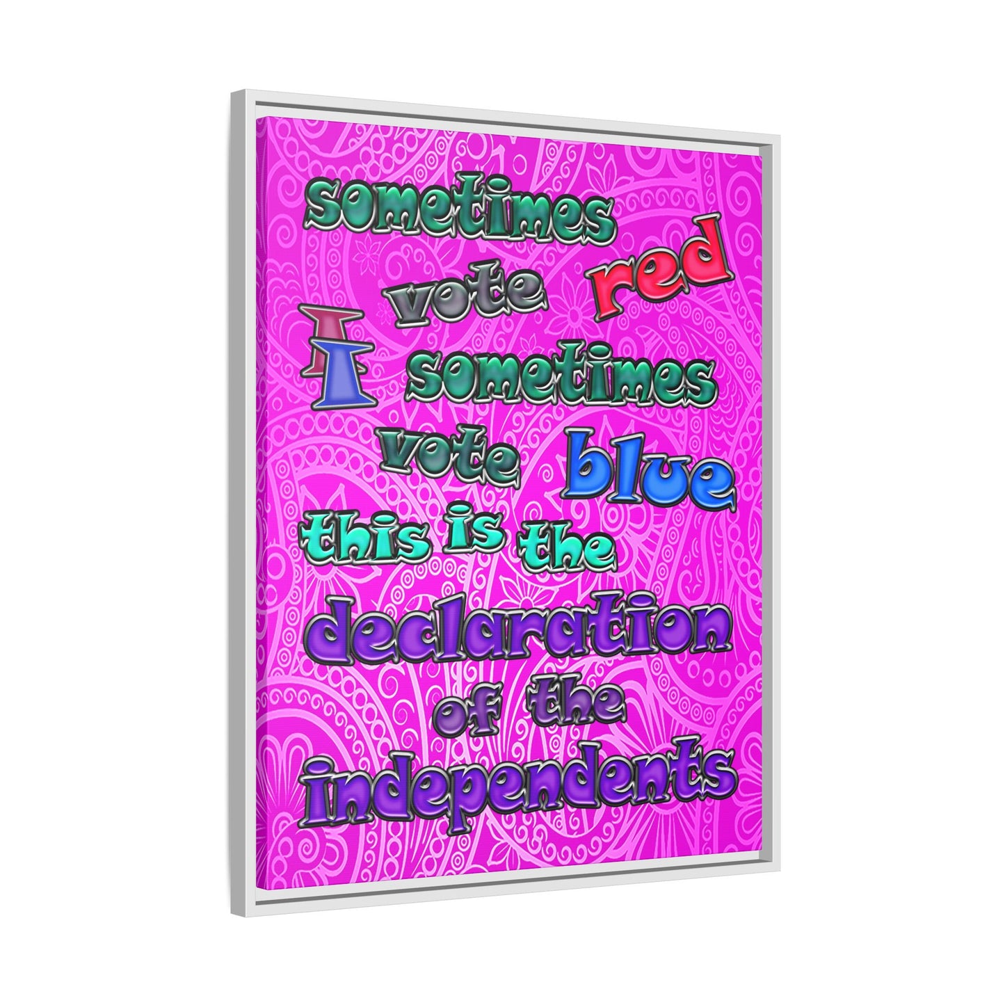 declaration of the independents - framed canvas art (pink swirl)