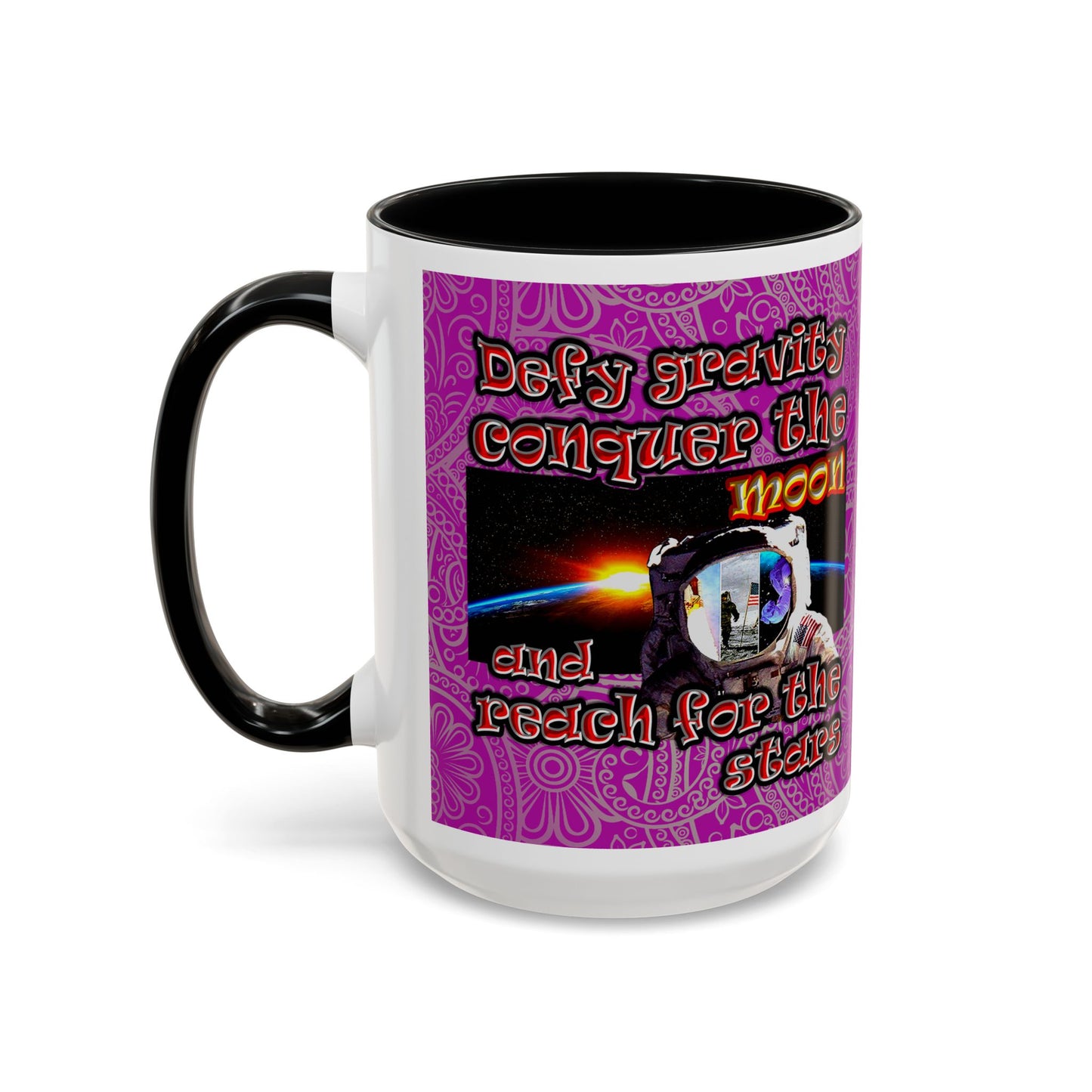 defy conquer reach - Accent Mug (pink swirl)