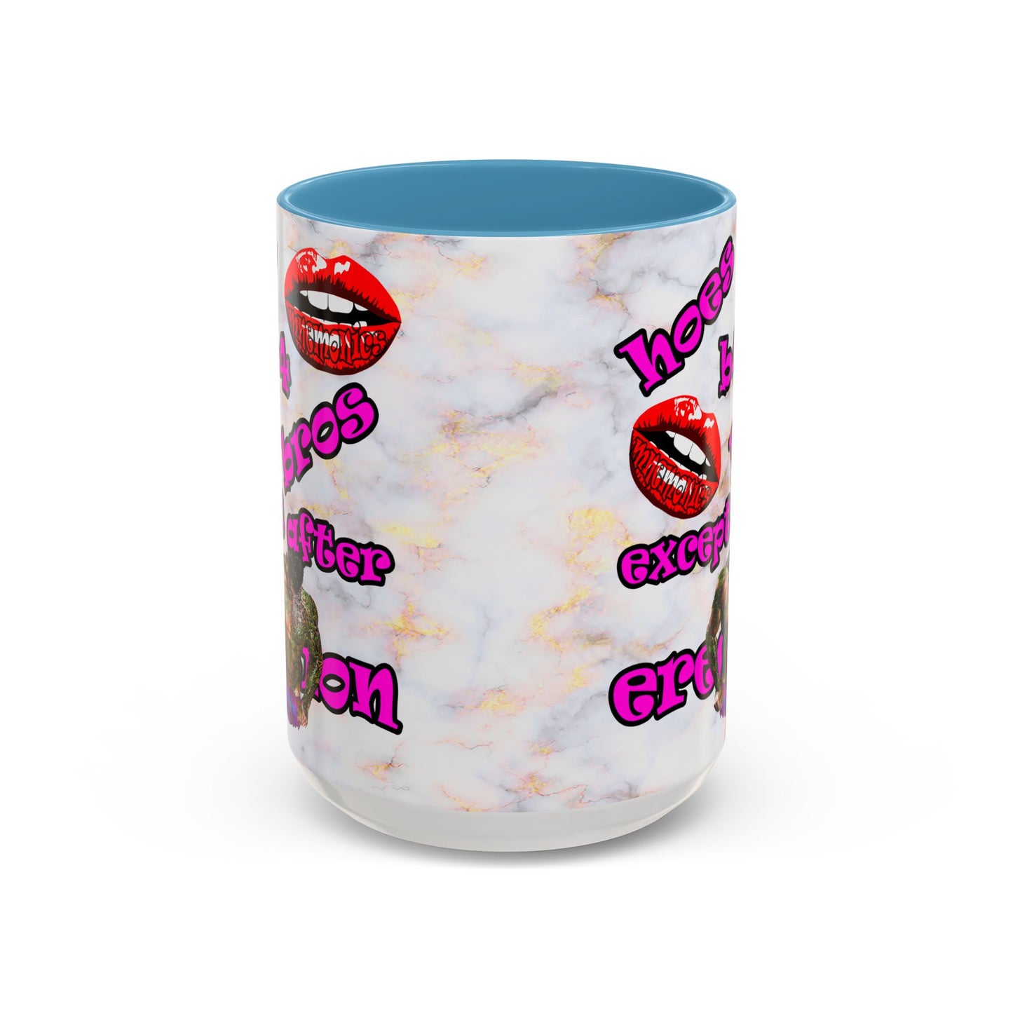 hoes b4 bros - Accent Mug (white marble)