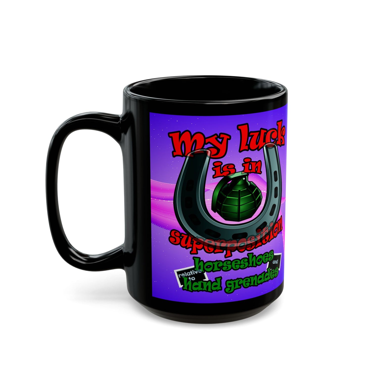 my luck - Black Mug (purple-pink wave)