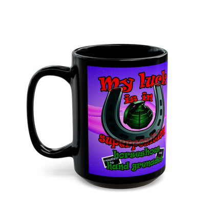 my luck - Black Mug (purple-pink wave)