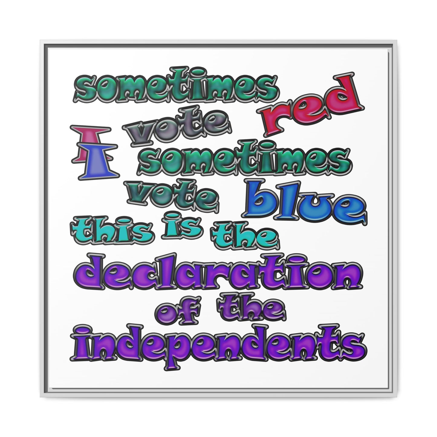 declaration of the independents - framed canvas art (white)