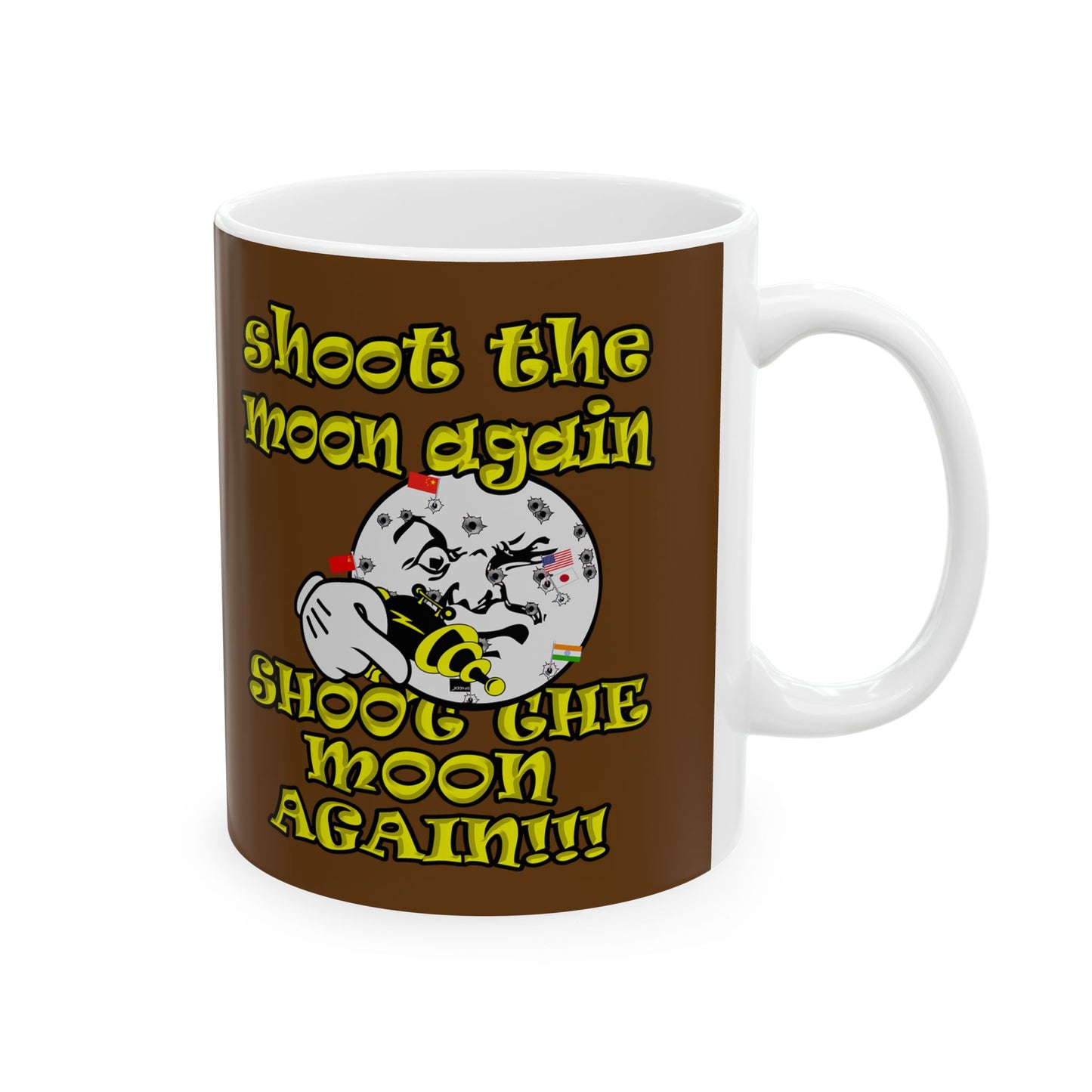 shoot the moon again - White Mug (brown)