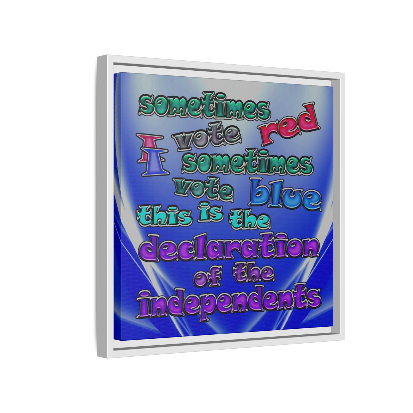 declaration of the independents - framed canvas art (blue-white wave)