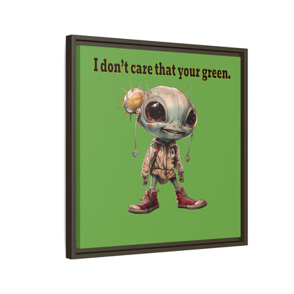 I don't care that your green - framed canvas art (green)