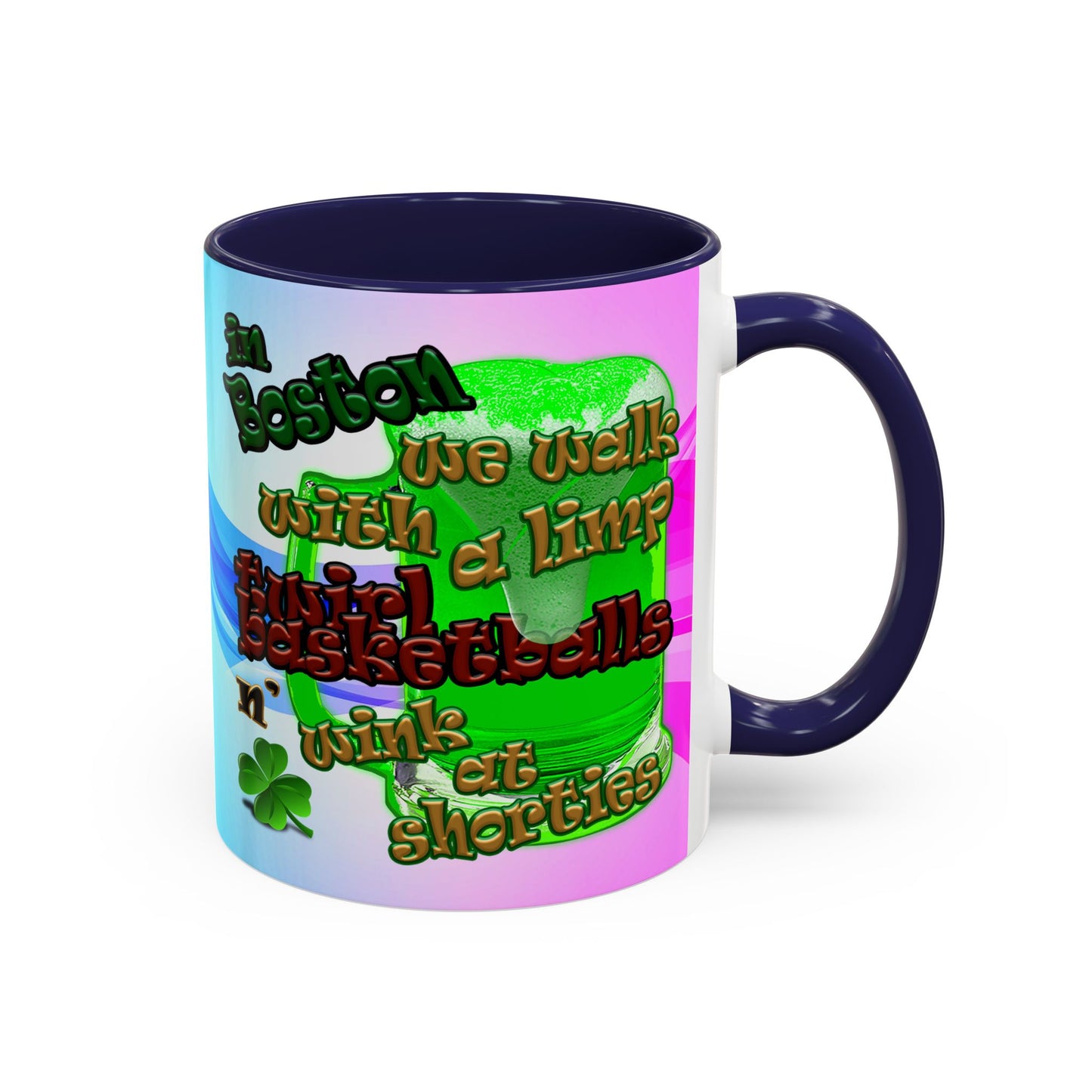 celtics logo - Accent Mug (light blue-pink wave)